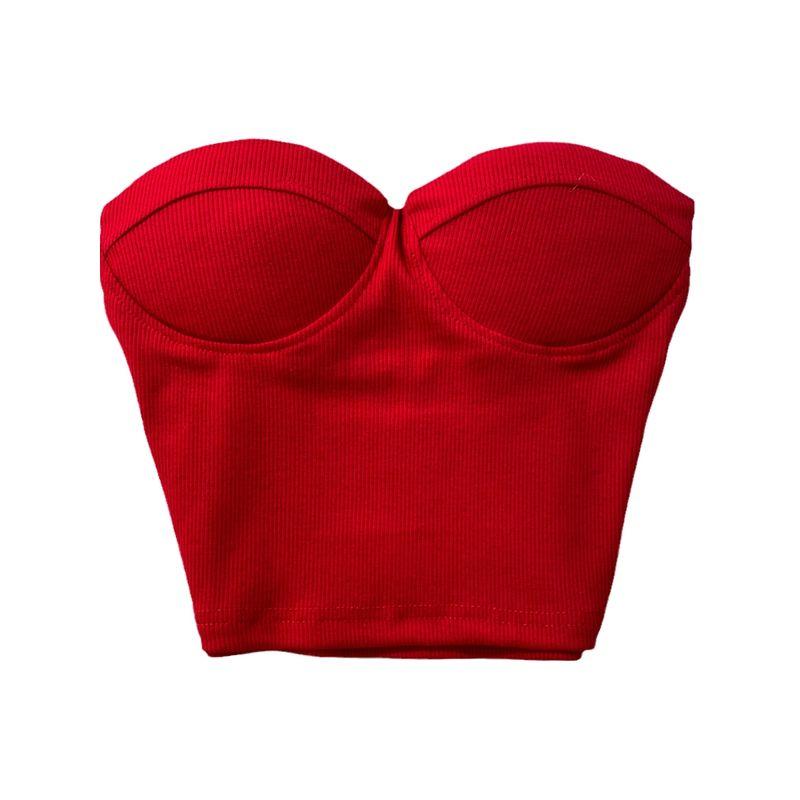 Pure Color Strapless Tube Top Vest Female Outwear Sexy Sexy Short Bare Midriff Slim Fit Thin Band Chest Pad Wipe Tops