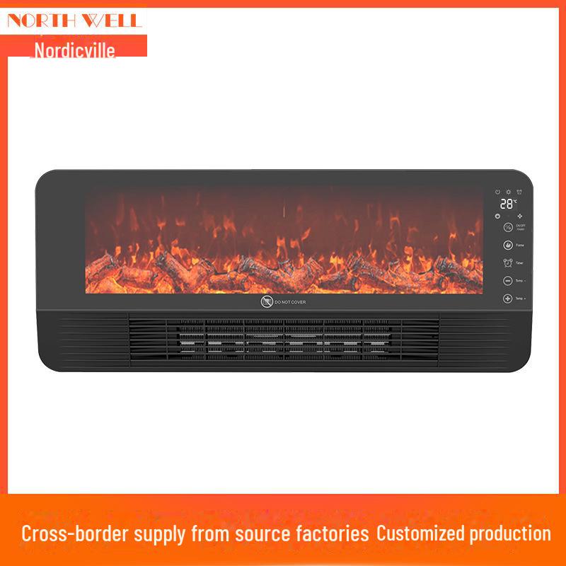 Chauffage de cheminée électrique mural avec flammes simulées pour bureau et petits espaces