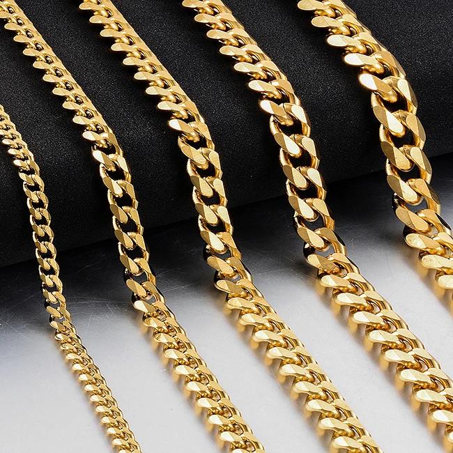 New Style Stainless Steel Cuban Chain Gold Black Color Fashion Hip Hop Men And Women Necklace Jewelry