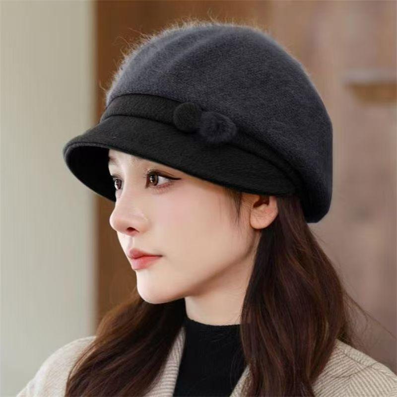 Women's Thickened Warm Rabbit Hair Knitted Hat & Scarf Set - Perfect for Autumn & Winter, Ideal for Moms, Grandmas & Elderly Ladies