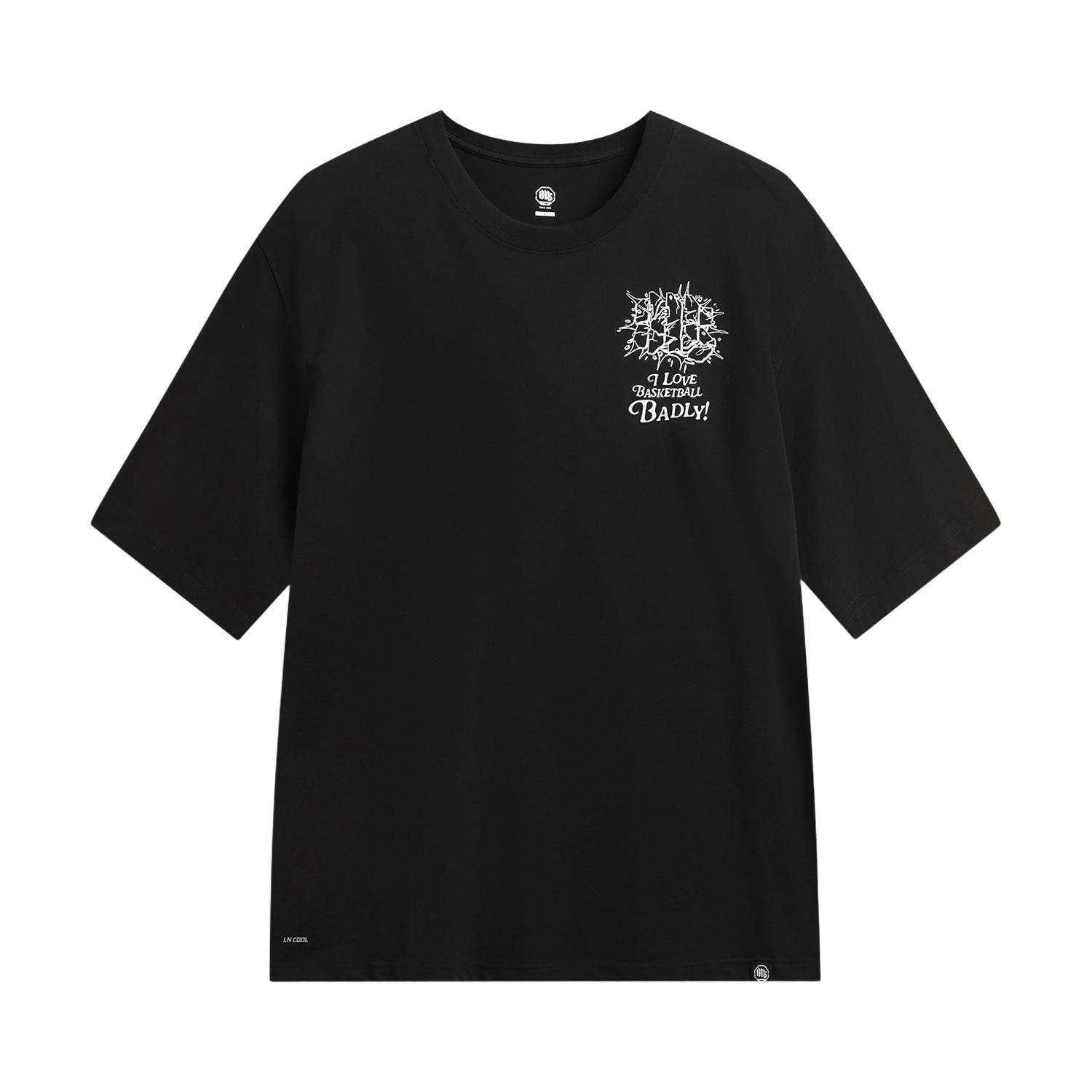 Li-Ning Badfive Quick-Dry Cool Round Neck Letter Print Sports T-Shirt Men tops AHSW161-3 S