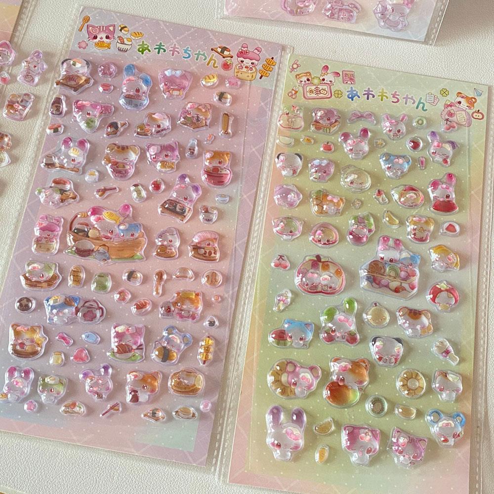 3D Relief Jelly Stickers Cartoon Animal Sticker DIY Phone Case Diary Stationery Stickers Creative Scrapbook Decoration Gifts