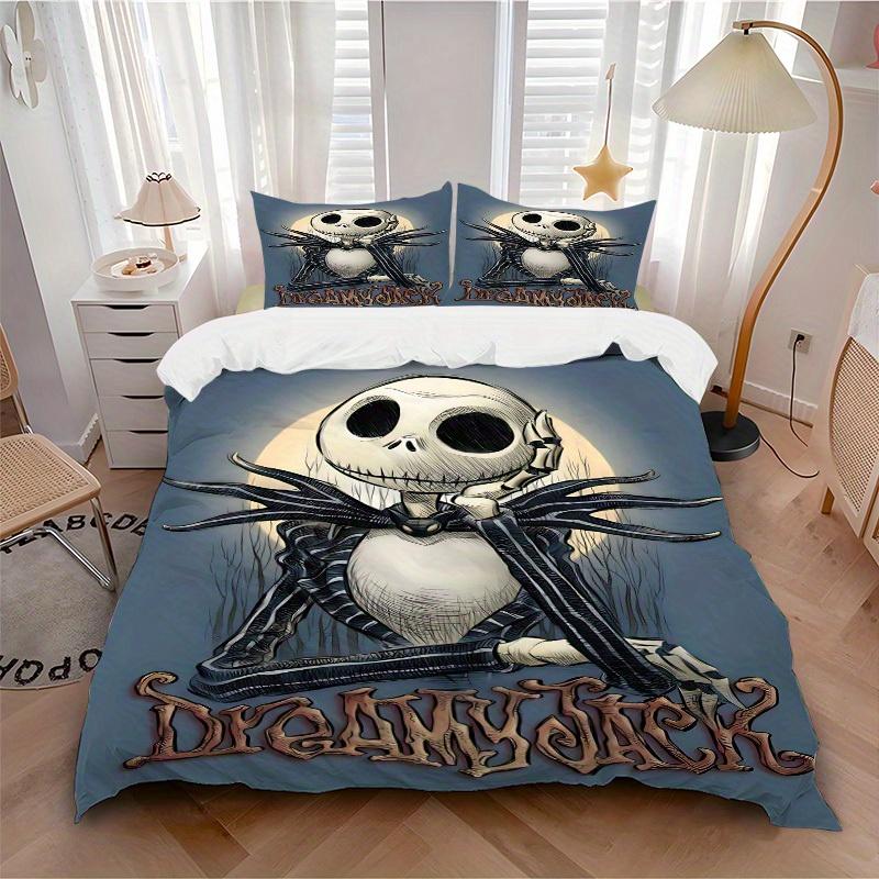 

3pcs set Nightmare Before Christmas1pc of quilt cover+2pcs of pillowcase, no core, print bedding, All Seasons Bedroom Setting083 135x200cm