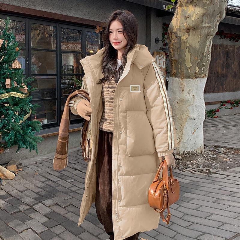 Long Over-the-knee Padded Jacket Loose Hooded Padded Jacket Winter Fashion Padded Jacket Women
