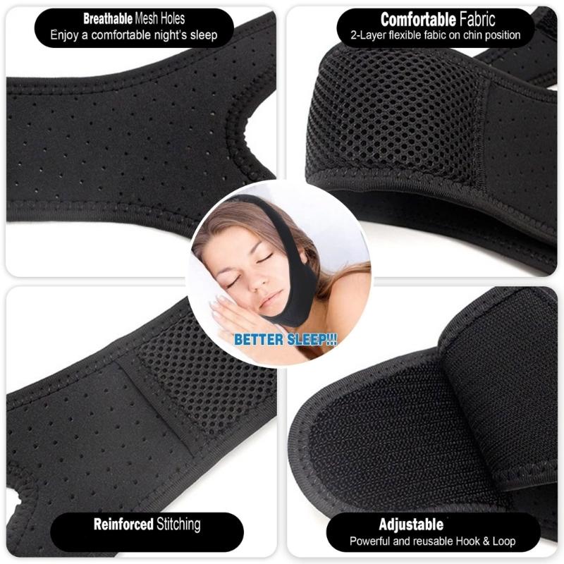 Breathable AntiSnoring Chin Straps Adjustable Design To Prevent Mouth Breathing for 21.65-23.62in Head Circumference