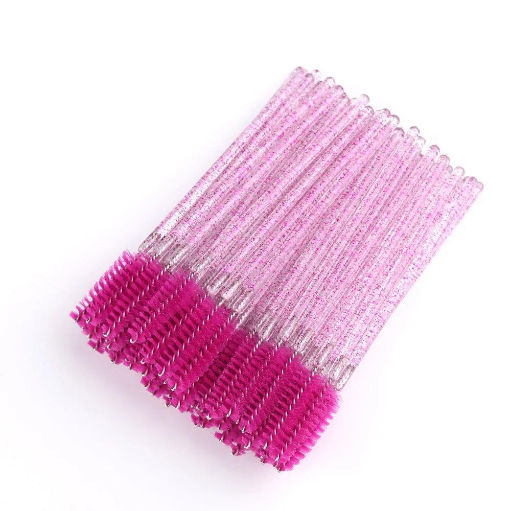 Wholesale 50pcs Disposable EyelashBrushes ExtensionCrystal Eyebrow Brush Mascara Wand Eye Lashes Cosmetic Tool Set Makeup Beauty