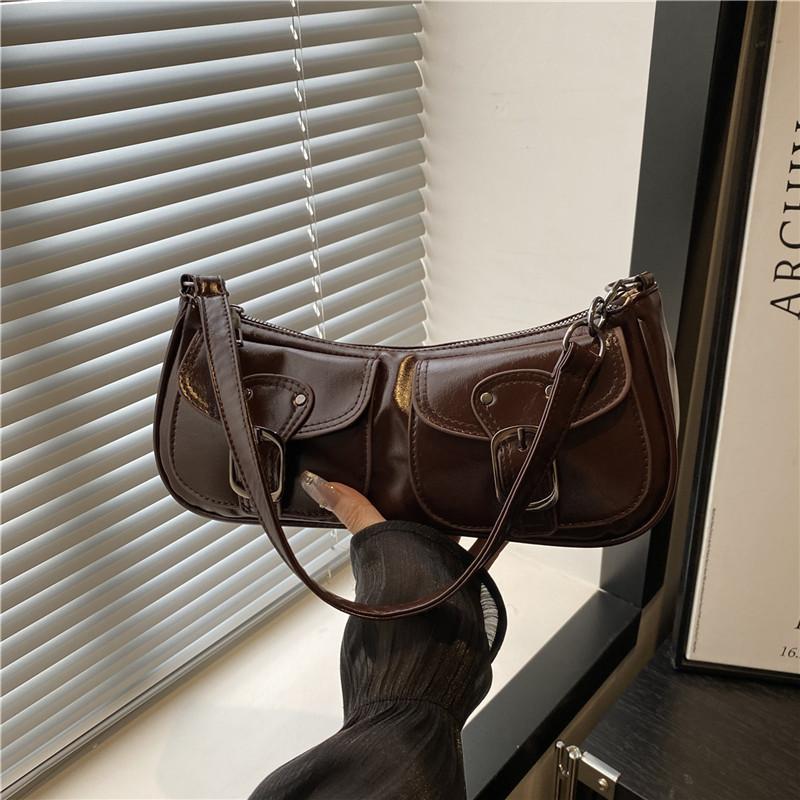 Chic Double Pocket Decor Handbag Shoulder Bag, Suitable for Parties, Outing, Vacations, Shopping, Daily Use, Elegant Ladies Bag