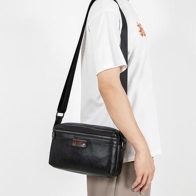 Bolso cruzado de cuero genuino para hombre Color de tendencia Bolso de hombro Contrapeso Piel de vaca de capa superior Bolso de hombro Horizontal Vertical