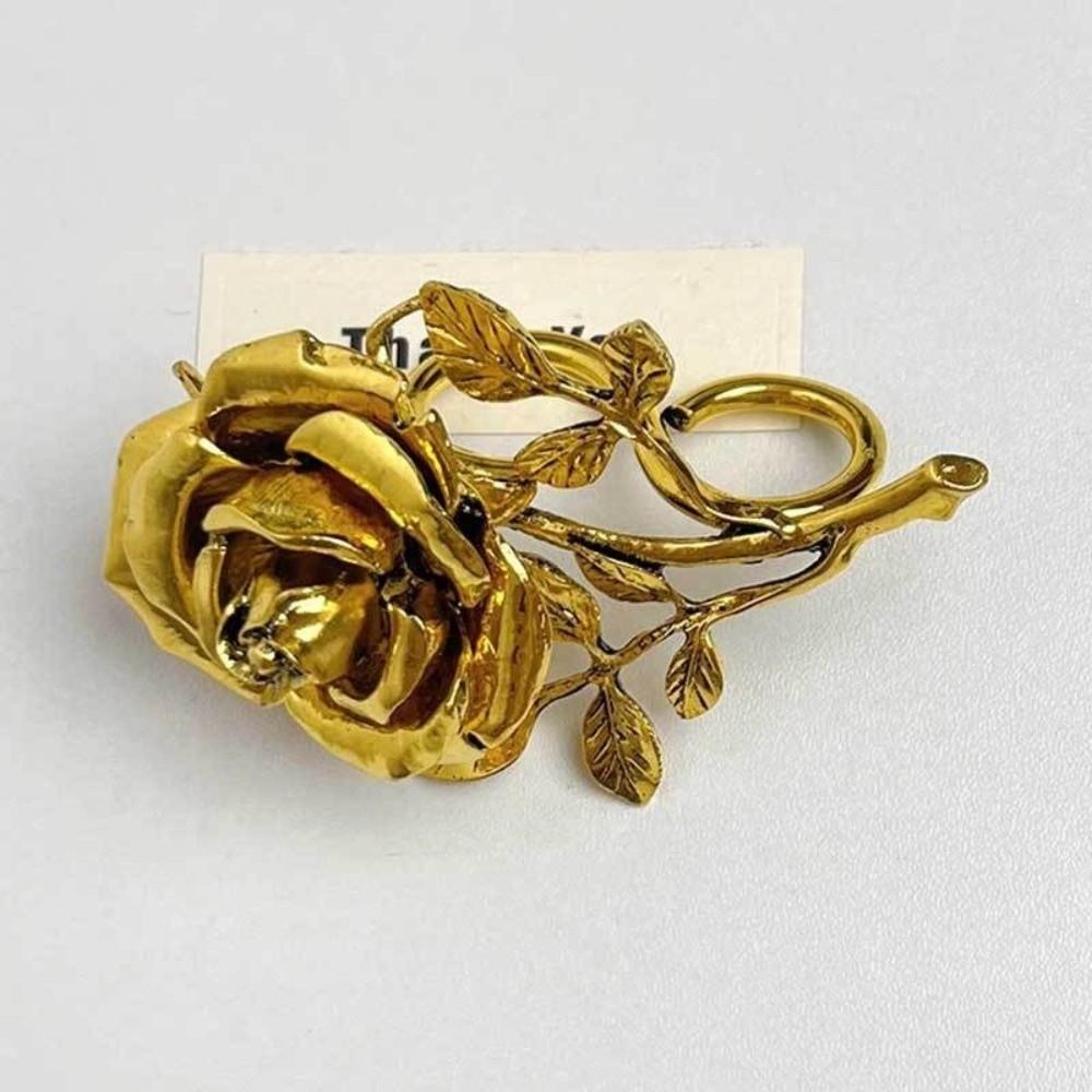 Vintage Rose Ring 3D Oversized Ring Elegant Double-Finger Ring  for Women