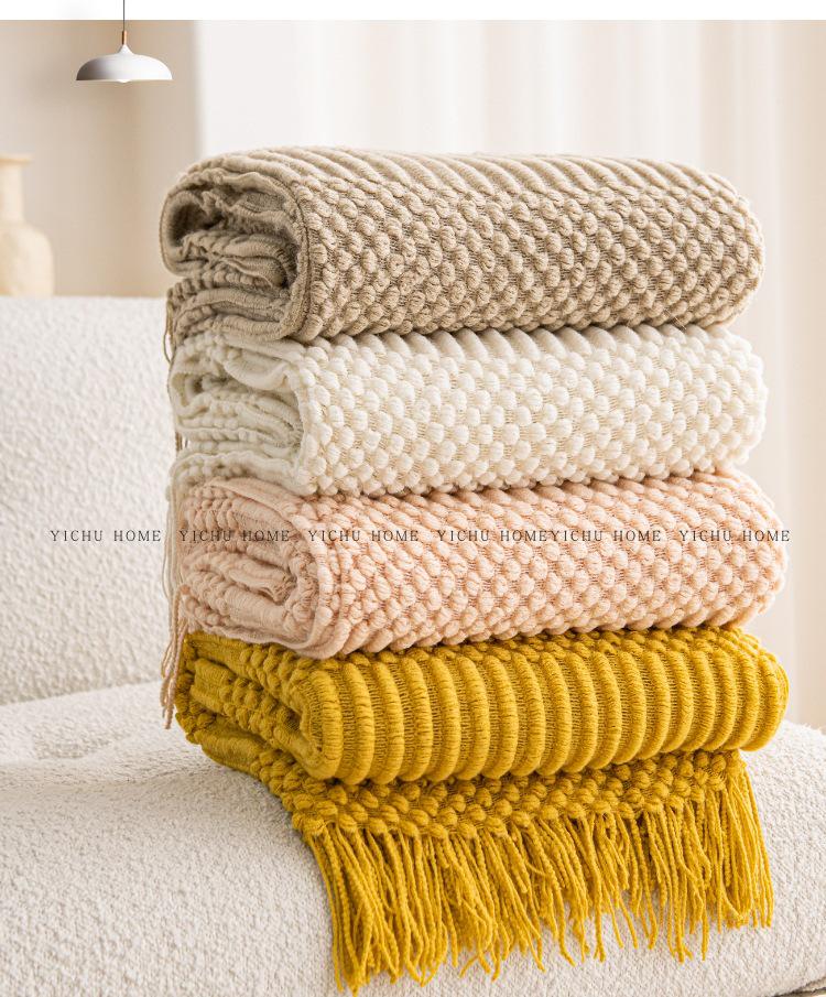 Light Luxury Solid Color Sofa Blanket - Air Conditioning, Decorative, Office Nap, Homestay, Autumn/Winter Use