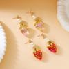 Flower Earrings Alloy Pearl Drop Jewelry For Women With Fruit Design For Casual Wear