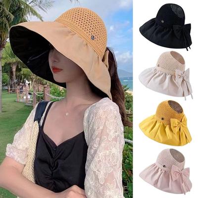 UV Protection Bucket Hat Women Summer Portable Foldable Wide Brim Sun Cap Breathable Outdoor Sunshade Hat Panama Cap