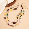 Colorful Vintage Necklace Irregular Bead Rope Chain Choker Double Layers Necklace  Women Girls