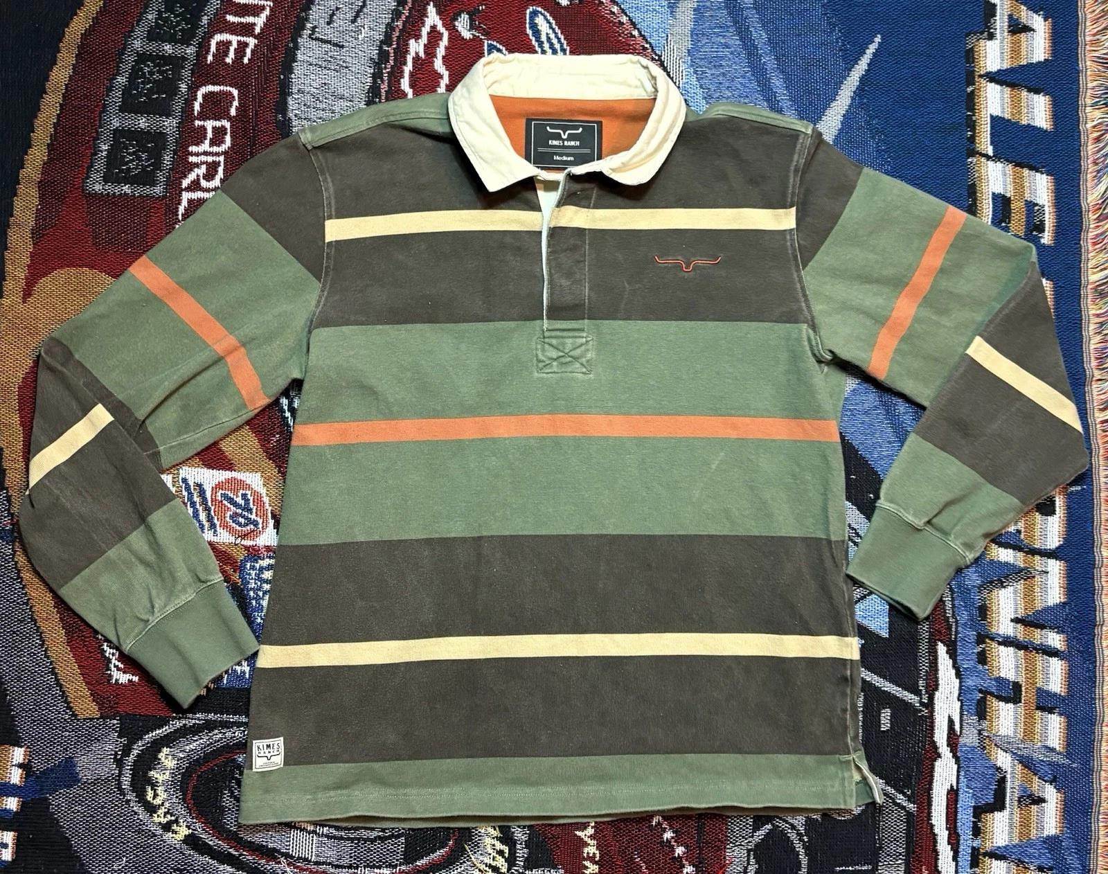 Kimes Ranch Bulldog Rugby Shirt Western Army Green Men’s Medium Oversized L