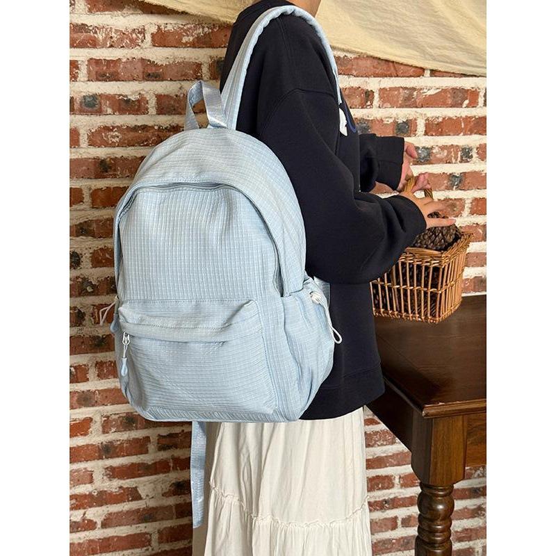 Japanese ins solid color small fresh schoolbag new large capacity student leisure travel backpack high value backpack