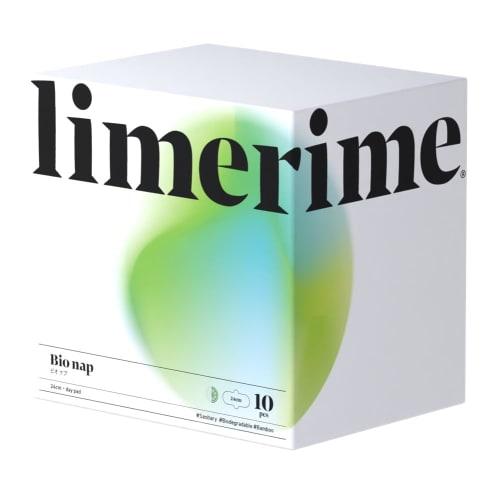 limerime Bamboo Sanitary Pads (Absorbent Pads) 10-Pack, Daytime, 24cm, with Wings [Bio Nap], Natural Materials, Gentle on Skin, Antibacterial, Anti-Od