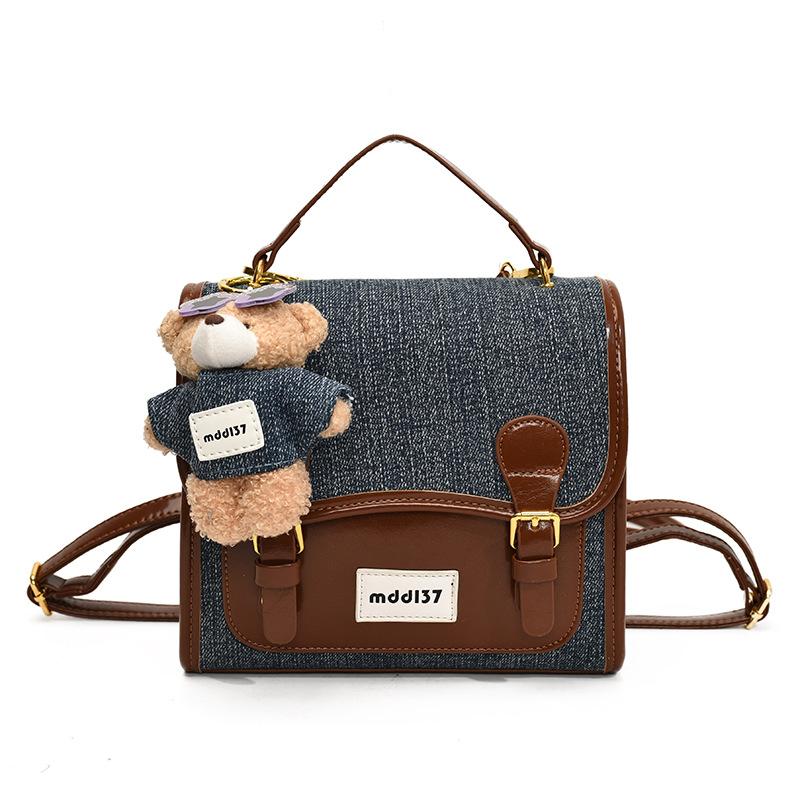 

Retro fashion denim backpack women s 2025 new trend versatile briefcase student class casual women s bag single package коричневый