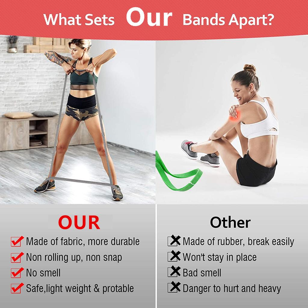 105lb Long Resistance Loop Band Collection Unisex Fitness Yoga Elastic Bands Hip Circle Thigh Squat Band Workout Gym Equipment for Home