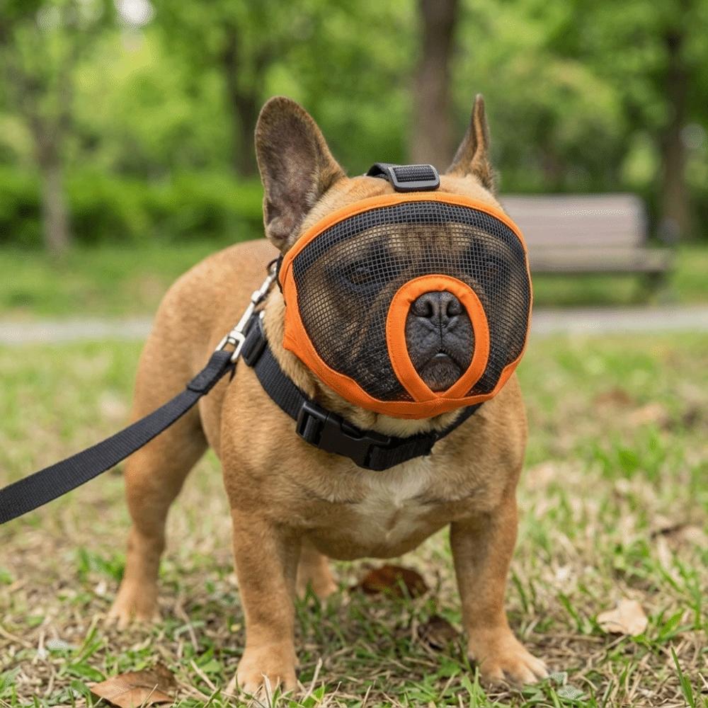 Adjustable Dog Mouth Guard Breathable Anti Bite Muzzle Short Snout Dog Muzzle  Bite Prevention S серый