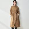 Autumn simple ROW style stand-up collar design sense simple casual commuting style long coat medium and long trench coat 075
