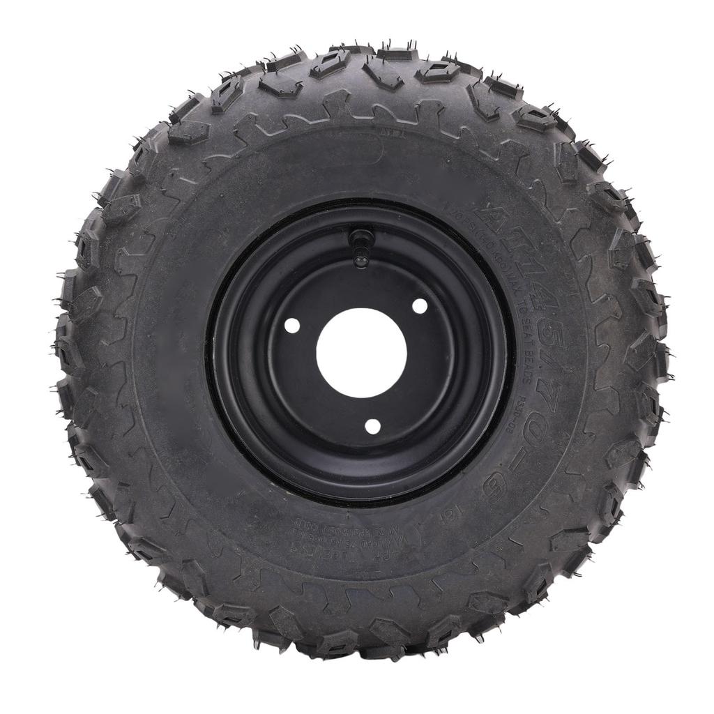 145 70 6 Däck 6 tums ATV UTV Terrängdäck med 3-hålsfälg för Go-kart Golfbil Trädgårdsklippare Svart