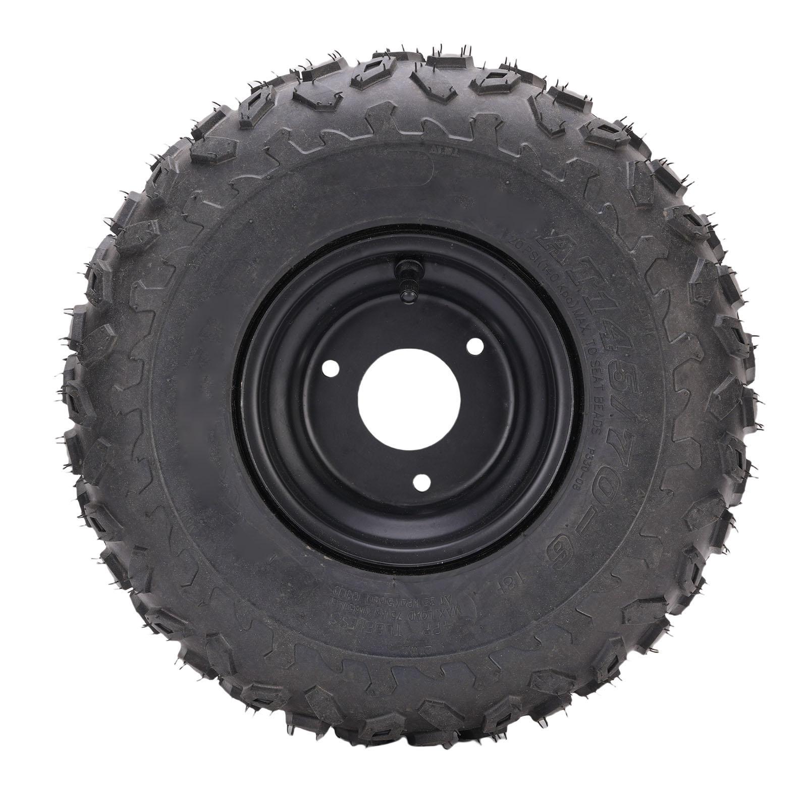 Igeteck Unisex Black 145 70 6 Tires 6 Inch Atv Utv All Terrain Tires With 3 Hole Rim For Go Kart Golf Cart Garden Mower