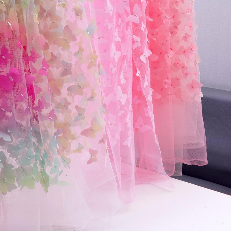 1/3/5 Yards Tulle Embroidery Butterfly Organza Fabric for Wedding Birthday Party Dress Fabric DIY Background Decoration