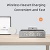 Digital Alarm Clock for Bedroom Electronic Clock with Wireless Charging for Phone Headset Thermometer Temperature Date