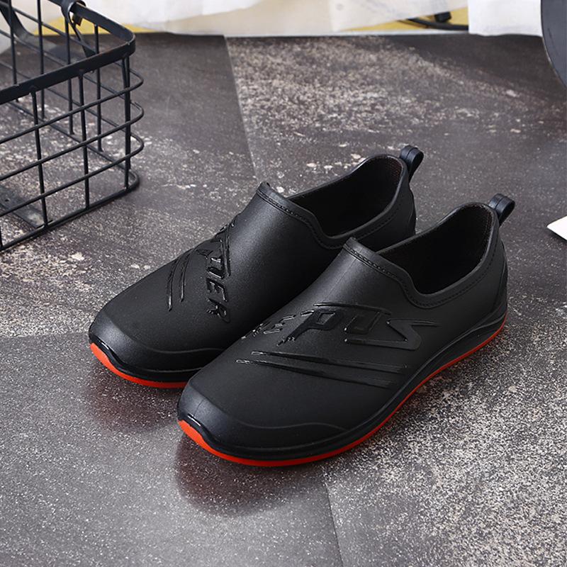 

[Цельный] Низкие мужские непромокаемые туфли от дождя, нескользящая обувь для взрослых, теплая, с мелким вырезом, рабочая резиновая обувь 43 красный