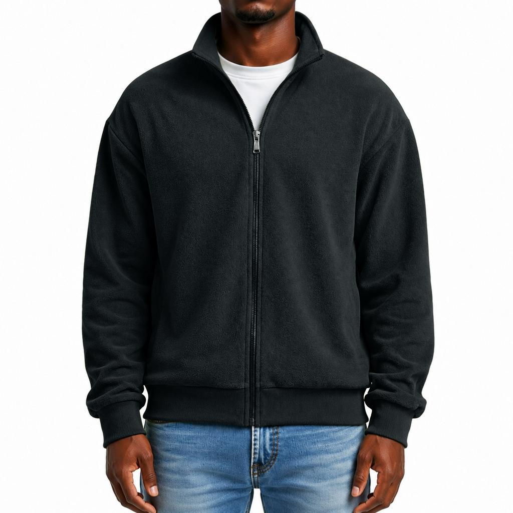 Men's Casual Zip-Up Sweatshirt with Stand Collar Color Streetwear Outerwear Top for Outdoor