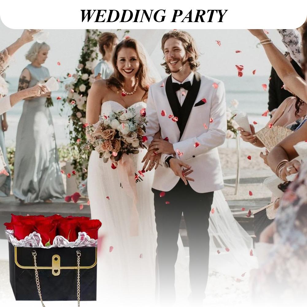 6Pcs Flower Paper Gift Bags with Chain Flower Wrapping Basket Flower Paper Bucket Handbag for Wedding Birthday Gift Wrap