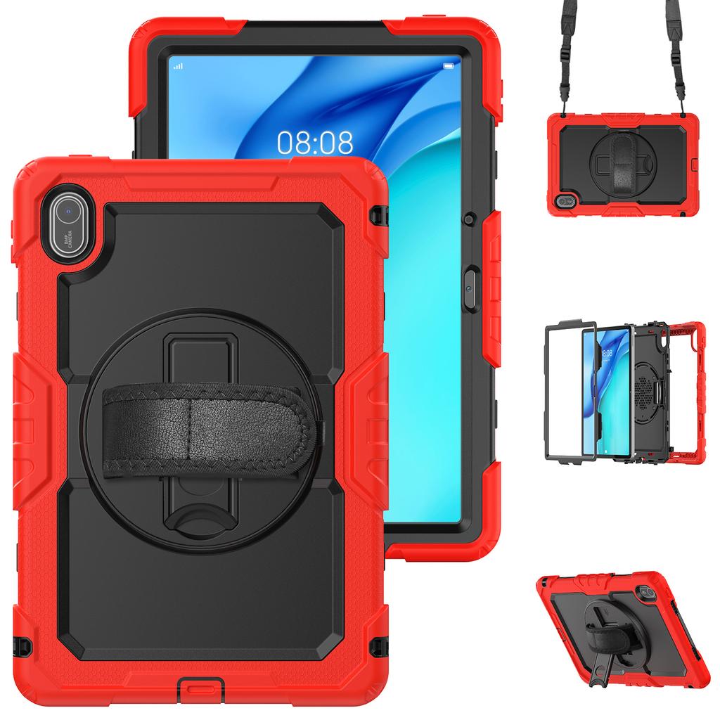 For Huawei MatePad SE 11 Case PC + Silicone Tablet Cover with PET Anti-Scratch Film and Shoulder Strap