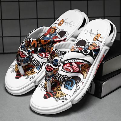 Summer Anime Cartoon House Slippers Youth Men Unique Design High Quality Non-Slip Outside Flip Flops Thick-Soled Toe Sandals