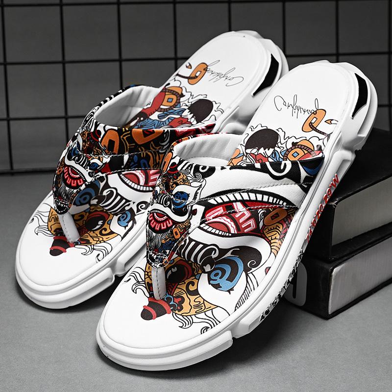 Summer Anime Cartoon House Slippers Youth Men Unique Design High Quality Non-Slip Outside Flip Flops Thick-Soled Toe Sandals