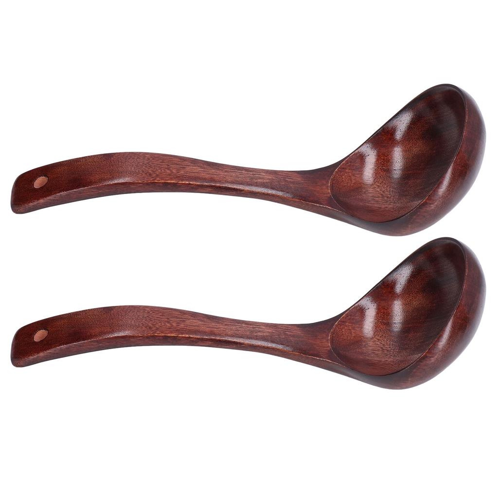 2Pcs Wooden Spoon Wood Scoop Ladle Long Handle Set Kit for Porridge Coffee Dessert9cm Spoon Width