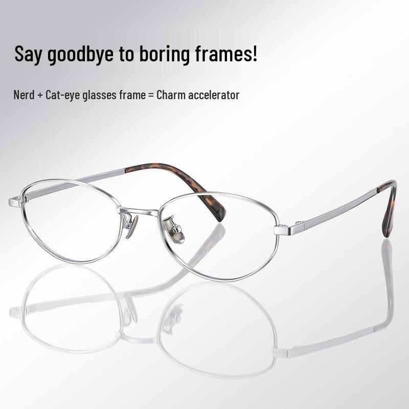 

Old Money Retro Cat Eye Titanium Glasses for Women - Square/Round Face Myopia Frames (Style 30920) Gunmetal