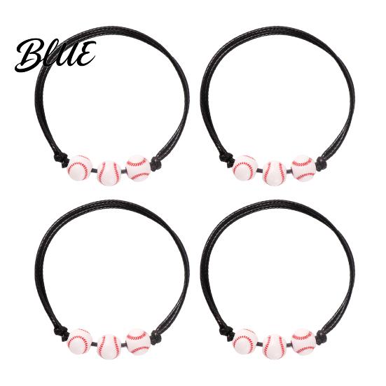 Black Cord Sports Bracelet 4 Pcs Balls Braided Rope Bracelets Adjustable String Bracelet Handmade Woven Team Jewelry Gifts for Men Women Simple
