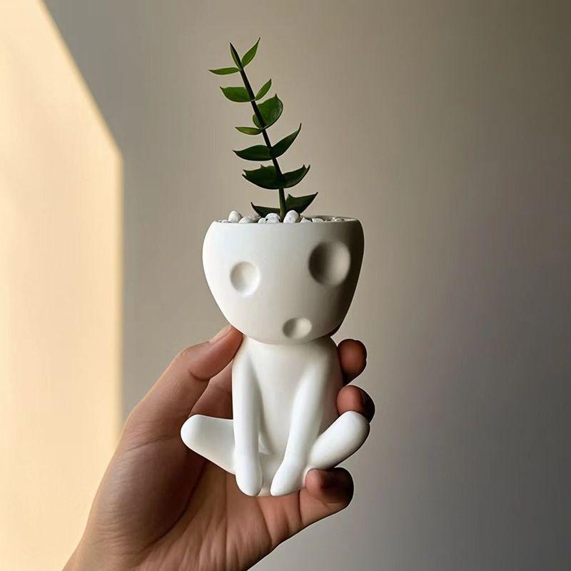 Nordic Abstract Figure Small Flower Pot Modern Minimalist Desktop Ornament Simulation Succulent Plant Flower Pot Home Decoration