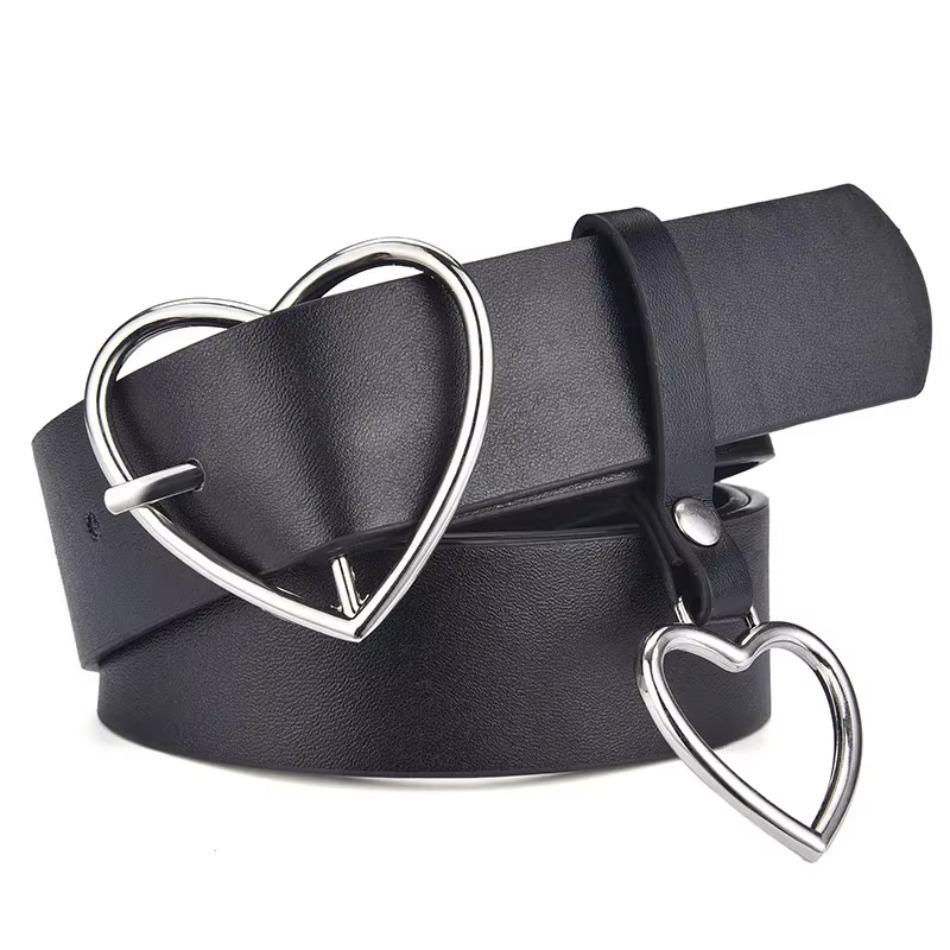 New A Women's Leather Wide Belt With A Golden Heart Buckle Retro Tied Belt For Jeans Has An Elegant Style