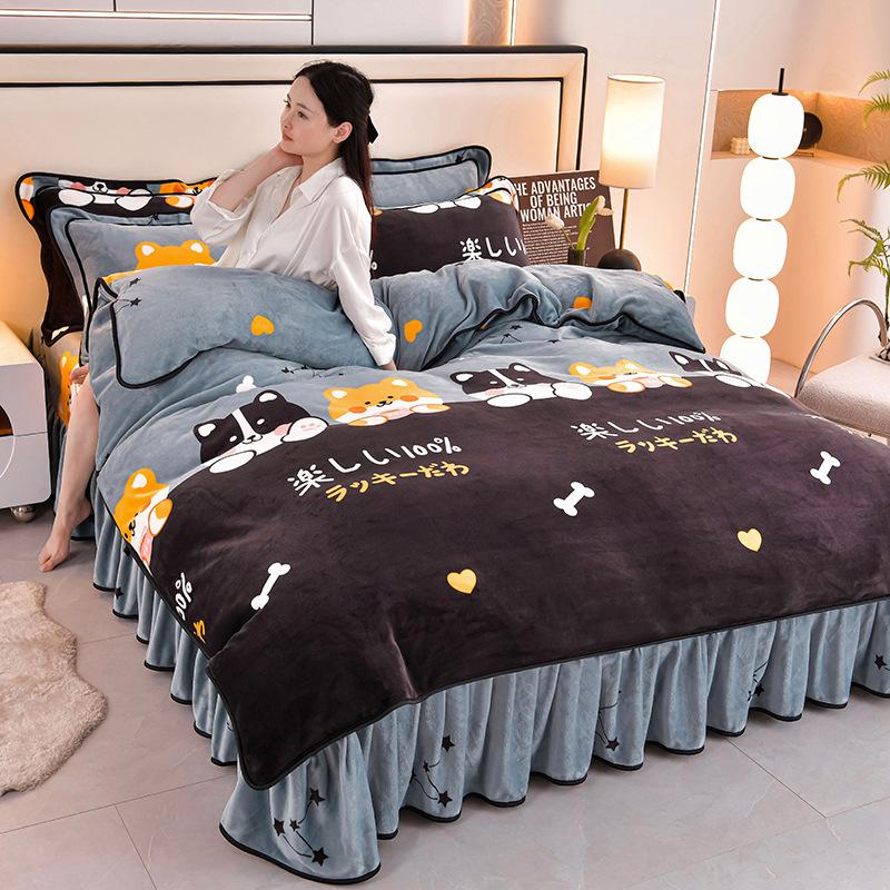 Four-Piece Set Of High-Gram Milk Fleece,4-Pcs Set Of Thickened Milk Fleece,4-Pcs Set Of Maternal And Infant Grade Farley Fleece, Class A
