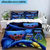 Blue Monster Huggy Family 3pcs Bedding,Including 1pc Duvet Cover And 2pcs Pillowcases Perfect for Christmas,Ideal for Bedroom, Dormitory