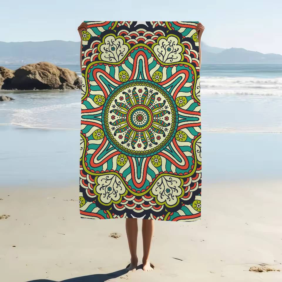 Classical Floral Pattern Bath Towel Microfiber Soft Water Absorbing Breathable For Girl Kids Decorative Cartoon Beach Towel