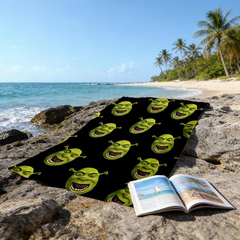 1pc Shrek4 Beach Towel, Beach and Seaside Swimming Pool Equipment, Fashion Pattern, Rectangular, Travel Essentials