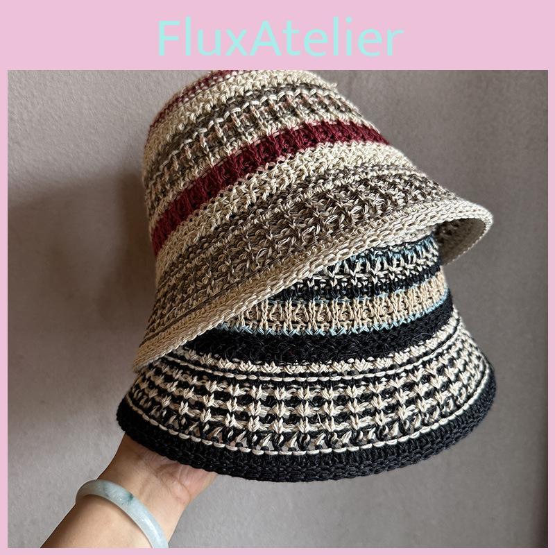 Women Wide Brim Woven Fisherman Hat With Polyester Material For Gift Summer