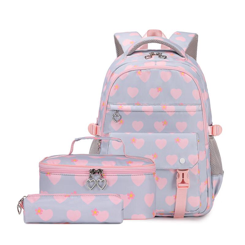 Lishen Student Heart Print 3-Piece Backpack Set