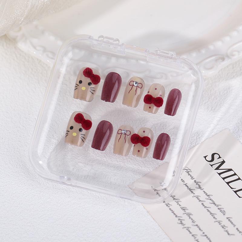 Handmade Student Style Wearable Nail Tips - Fresh, Cute, Detachable, Short Oval Design for 2026