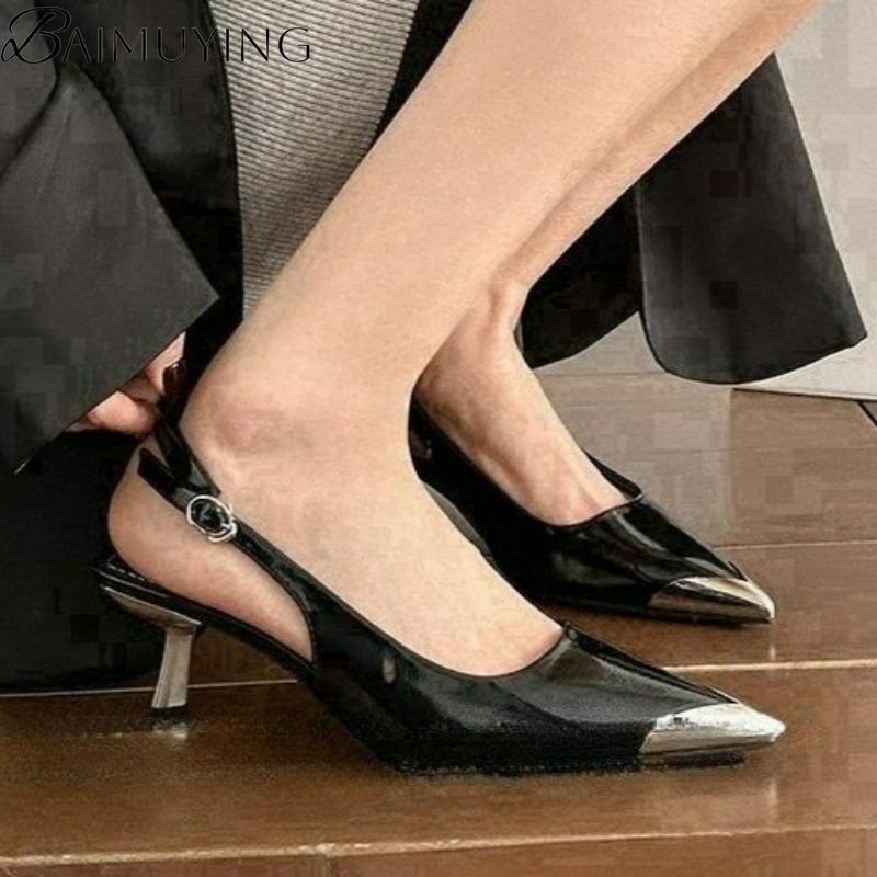 Pointed Toe Kitten Sandals Women High Heels Shoes Sexy Slippers Woman 2025 Trend Summer Slingback Pumps Shallow Zapatillas Mujer