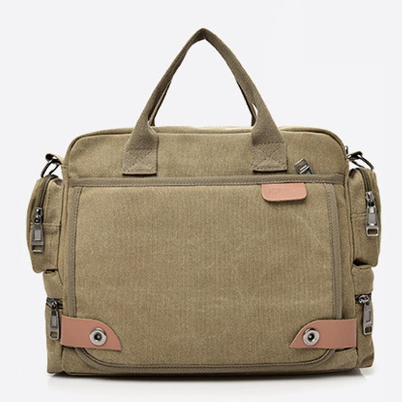 Men's Briefcase Canvas Large Capacity Men's Business Handbag Fashionable Shoulder Big Bag Casual Crossbody Bag Travel Handbag