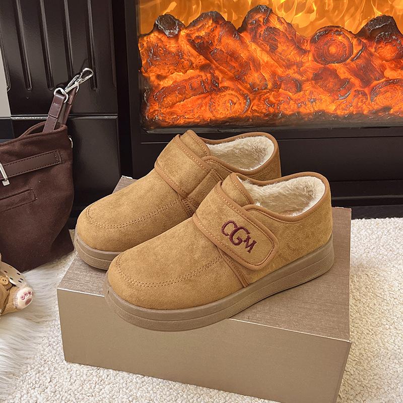 

Осенне-зимняя обувь 2025 года, обувь Boken на липучке с флисовой подкладкой, утолщенная, на липучке, универсальная, нескользящая, теплая, хлопковые ботинки 41