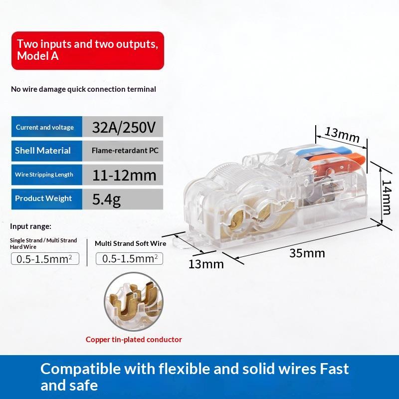 Mini Quick Terminal Block Fast T Type Wire Connector Electric Splice Crimp Non Destructive Without Breaking Cable Insulated Lin